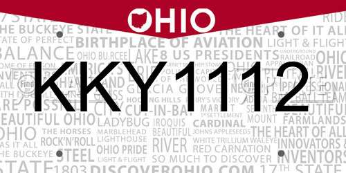 KKY1112 Ohio License Plate