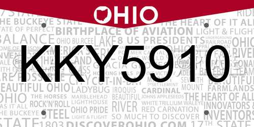 KKY5910 Ohio License Plate