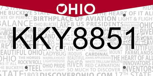 KKY8851 Ohio License Plate