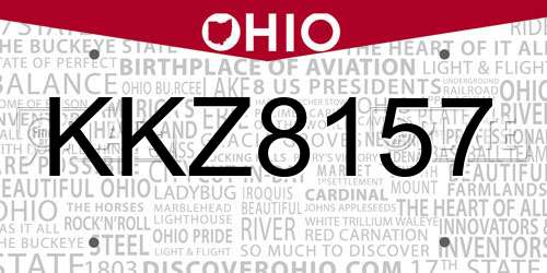 KKZ8157 Ohio License Plate