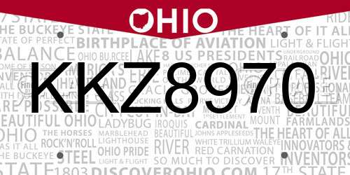 KKZ8970 Ohio License Plate
