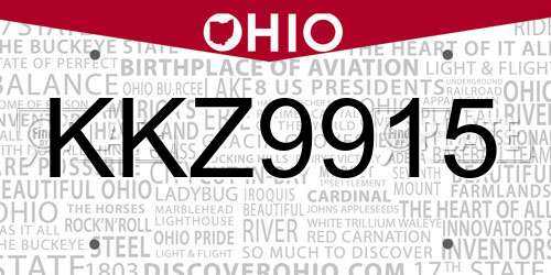 KKZ9915 Ohio License Plate