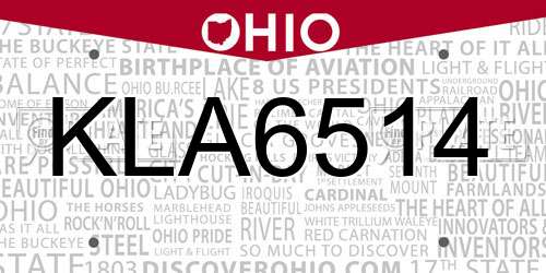 KLA6514 Ohio License Plate
