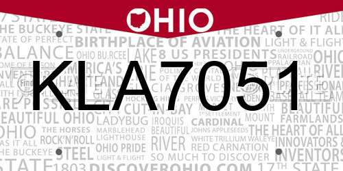 KLA7051 Ohio License Plate