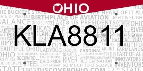 KLA8811 Ohio License Plate