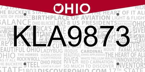 KLA9873 Ohio License Plate