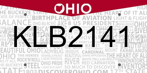 KLB2141 Ohio License Plate