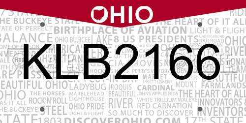 KLB2166 Ohio License Plate