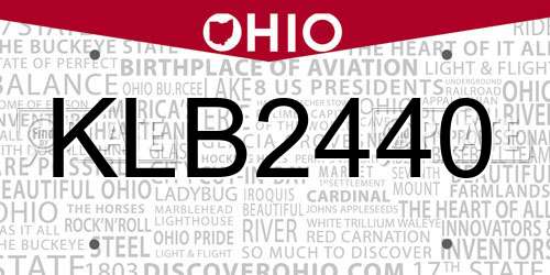 KLB2440 Ohio License Plate