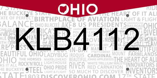 KLB4112 Ohio License Plate