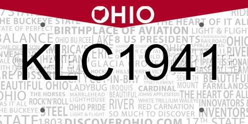 KLC1941 Ohio License Plate