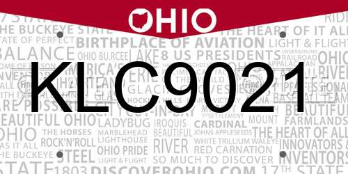KLC9021 Ohio License Plate