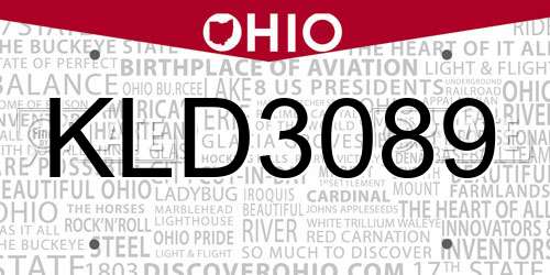 KLD3089 Ohio License Plate