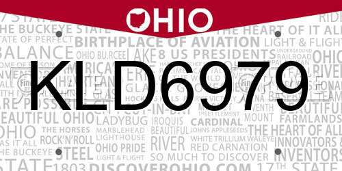 KLD6979 Ohio License Plate