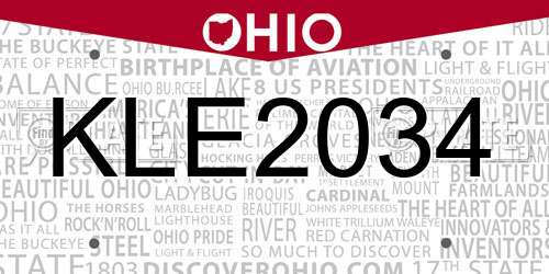 KLE2034 Ohio License Plate