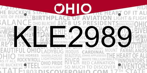 KLE2989 Ohio License Plate
