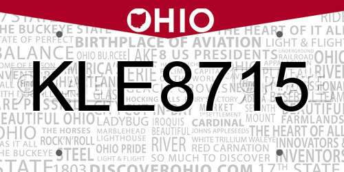 KLE8715 Ohio License Plate