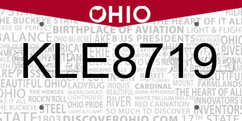 KLE8719 Ohio License Plate