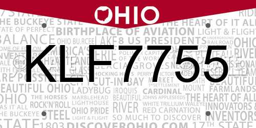 KLF7755 Ohio License Plate