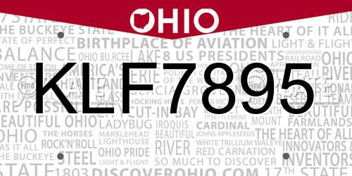 KLF7895 Ohio License Plate