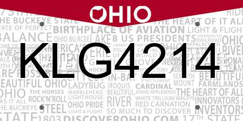 KLG4214 Ohio License Plate