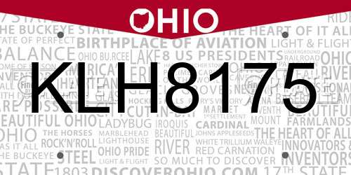 KLH8175 Ohio License Plate