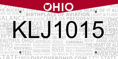 KLJ1015 Ohio License Plate