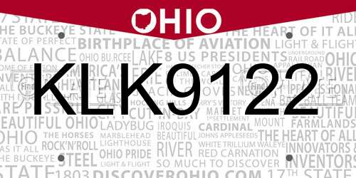 KLK9122 Ohio License Plate