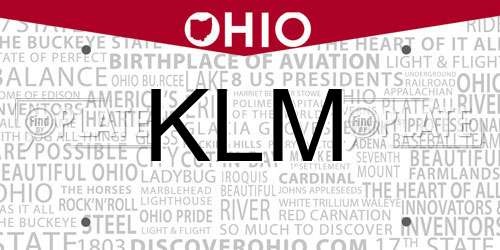 KLM Ohio License Plate