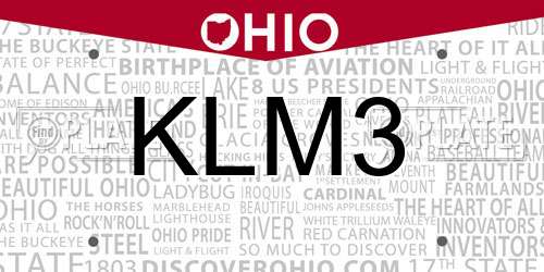 KLM3 Ohio License Plate