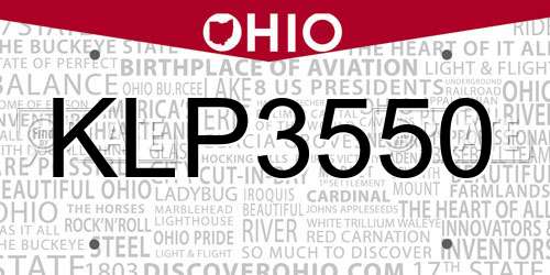 KLP3550 Ohio License Plate