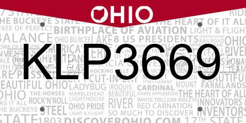 KLP3669 Ohio License Plate