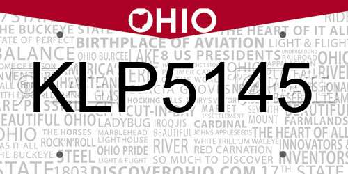 KLP5145 Ohio License Plate