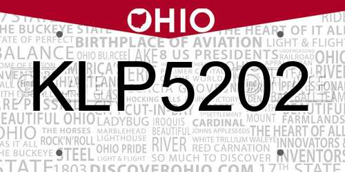 KLP5202 Ohio License Plate