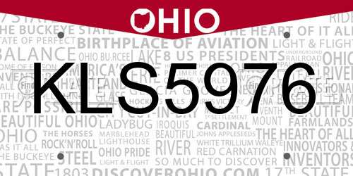 KLS5976 Ohio License Plate