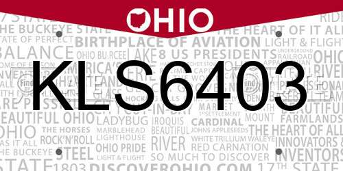 KLS6403 Ohio License Plate