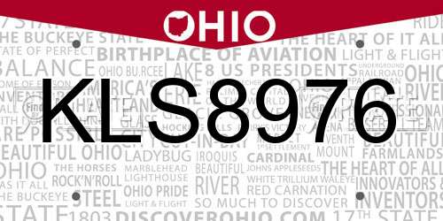 KLS8976 Ohio License Plate