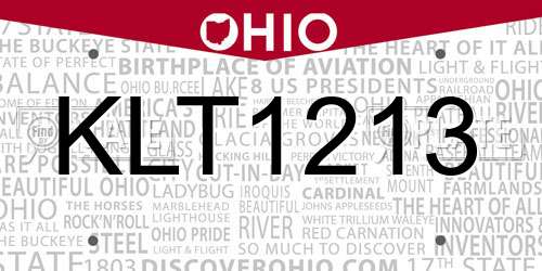 KLT1213 Ohio License Plate