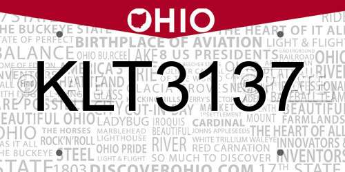 KLT3137 Ohio License Plate