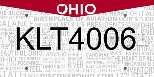 KLT4006 Ohio License Plate
