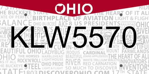 KLW5570 Ohio License Plate