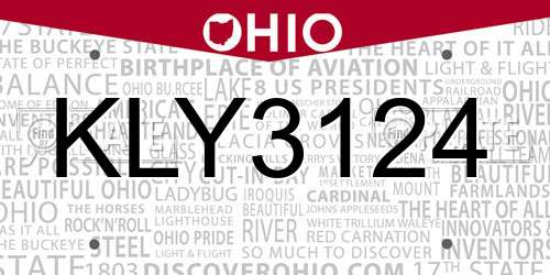 KLY3124 Ohio License Plate