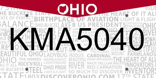 KMA5040 Ohio License Plate