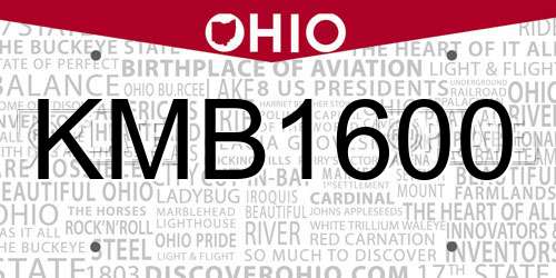 KMB1600 Ohio License Plate