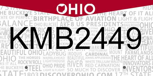 KMB2449 Ohio License Plate