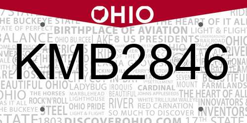 KMB2846 Ohio License Plate