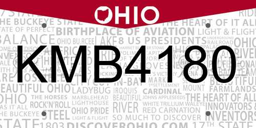 KMB4180 Ohio License Plate