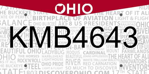 KMB4643 Ohio License Plate