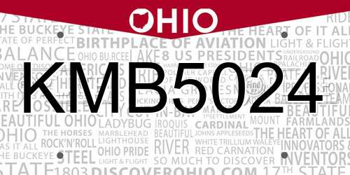 KMB5024 Ohio License Plate