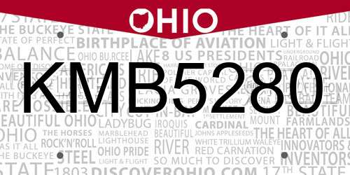 KMB5280 Ohio License Plate